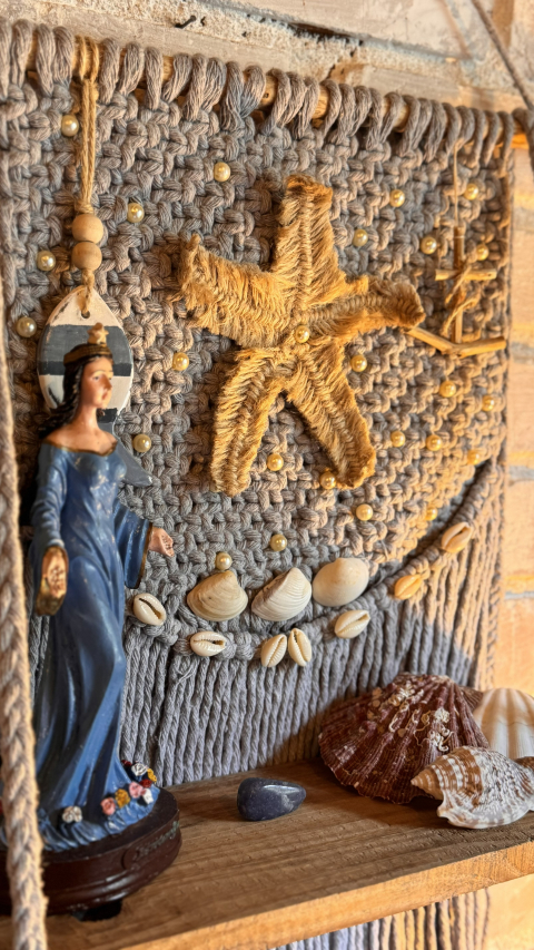 Altar Oceano Iemanjá Rainha do Mar de Macramê