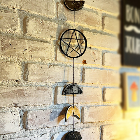 Fases da Lua e Pentagrama de cerâmica fria