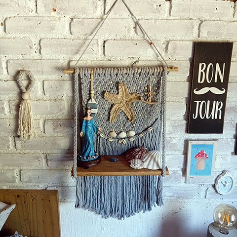 Altar Oceano Iemanjá Rainha do Mar de Macramê