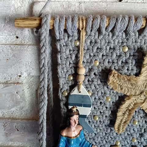 Altar Oceano Iemanjá Rainha do Mar de Macramê