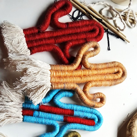 Cactos decorativo de macramê